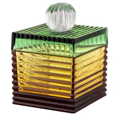 Playful Large Amber and Green Crystal Box