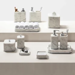 Polo Soap Dispenser in White Arabescato Marble