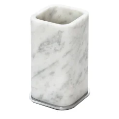 Polo Toothbrush Holder in White Arabescato Marble