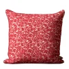 Polypode Square Floral Red & White Boucle Wool Cushion