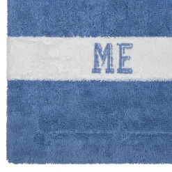 Pompidou Geometric Style White & Assisi Blue Bath Towel