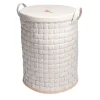 Ponza Knotted Cream Faux-Leather Laundry Basket with Lid