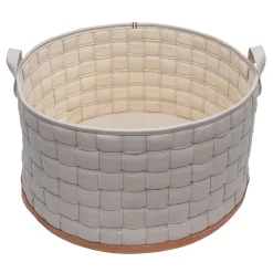 Ponza Knotted Cream Faux-Leather Basket