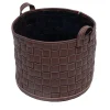Ponza Knotted Cylindrical Brown Faux-Leather Basket