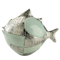Pop Pesce Palla Green and Silvery Ceramic Sculpture