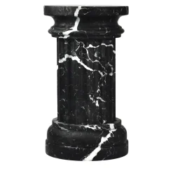 POR TAN TE Satin black Marquina marble Column Vase