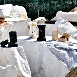 POR TAN TE Satin Paonazzo marble Column Vase