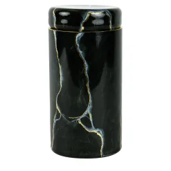 Portoro Black Marble Inspired Glass Tall Jar