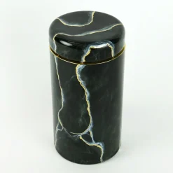 Portoro Black Marble Inspired Glass Tall Jar
