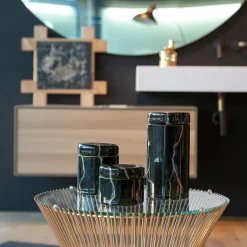 Portoro Black Marble Inspired Glass Tall Jar