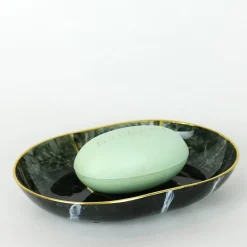 Portoro Marble-Inspired Glass Soap Dish