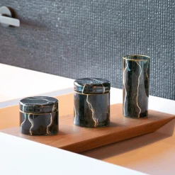 Portoro Marble-Inspired Glass Tumbler