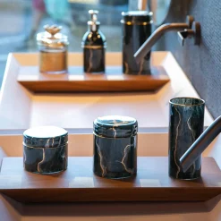 Portoro Marble-Inspired Glass Tumbler