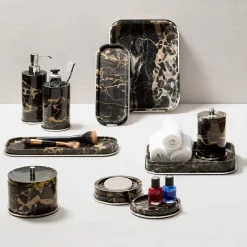 Positano Black Marble Rectangular Large Tray