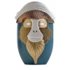 Primates Brazza Blue Ceramic With Metal Details Vase By Elena Salmistraro