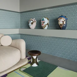 Primates Mandrillus Glossy Light Blue Ceramic With Metal Details Vase By Elena Salmistraro