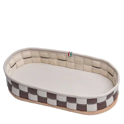 Procida Oval Knotted Brown & Cream Faux-Leather Vide-Poche