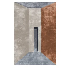 Prospettive Copper Rectangular Polychrome Rug by Dainelli Studio