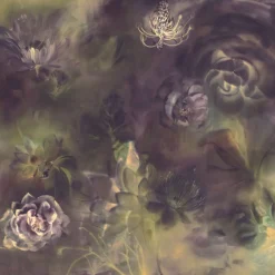 Purple & Gold Fleuraissance Cotton Wallcovering Fabric