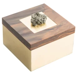 Pyrite Stones Brass Box
