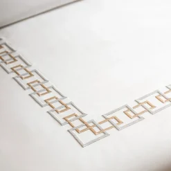 QENA Bed Sheet Set Embroidered in White Percale