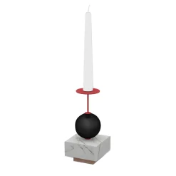Raccontami White Carrara, Black and Red Candle Holder