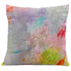 Rainbow Dream Multicolor Silk Velvet Cushion by Coralla #2