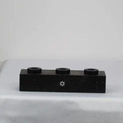 RE Triple Squared Black Marble Candle Holder