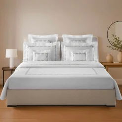 Recoleta Embroidered Duvet White Cover Set in Cotton Sateen