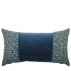 Rectangular Blue Band Reverse Filigrana Comete Velvet Cushion