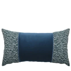 Rectangular Blue Band Reverse Filigrana Comete Velvet Cushion