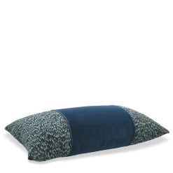 Rectangular Blue Band Reverse Filigrana Comete Velvet Cushion