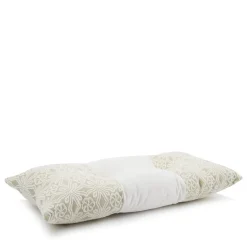 Rectangular Cushion in ivory Cotton Velvet and Jacquard Fabric
