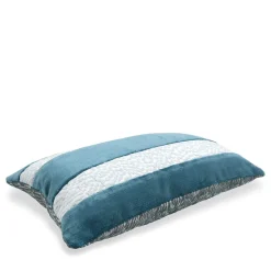 Rectangular inlay Elle Cushion in Linen Velvet and Jacquard Fabric