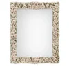 Rectangular Mirror with Capodimonte Porcelain Roses and Porcelain-White Lacquer Finish