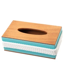 Rectangular-Cut Turquoise & White Tissues Dispenser