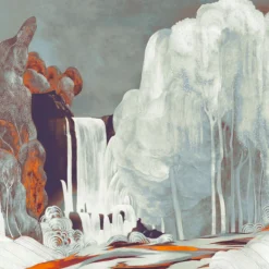 Red & Blue Enchantment Polyester Wallcovering Fabric