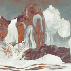 Red & Blue Enchantment Polyester Wallcovering Fabric