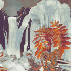 Red & Blue Enchantment Polyester Wallcovering Fabric