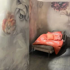 Red & Gray Blue Fleuraissance Cotton Wallcovering Fabric