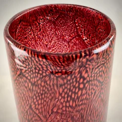 Red & White Filigree Murrine Vase