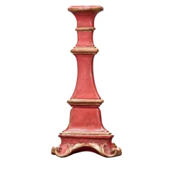 Red and Gold-Leaf Small Gubbio Candle Holder
