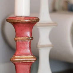 Red and Gold-Leaf Small Gubbio Candle Holder