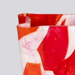 Red Bucket Glass Vase