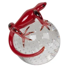 Red Glass Gecko On Sphere