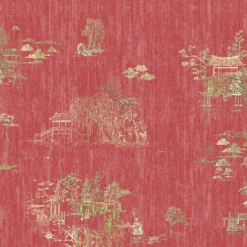 Red Hours & Blinks Polyester Wallcovering Fabric
