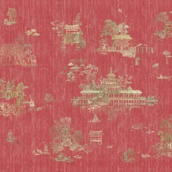 Red Hours & Blinks Polyester Wallcovering Fabric