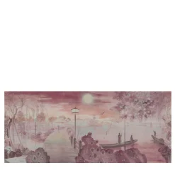 Red Nihon Moon Cotton Wallcovering Fabric