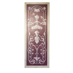 Red wood panel with hand-painted decorations