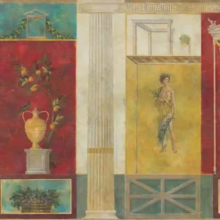 Red Yellow & Green Pompeii Cotton Wallcovering Fabric